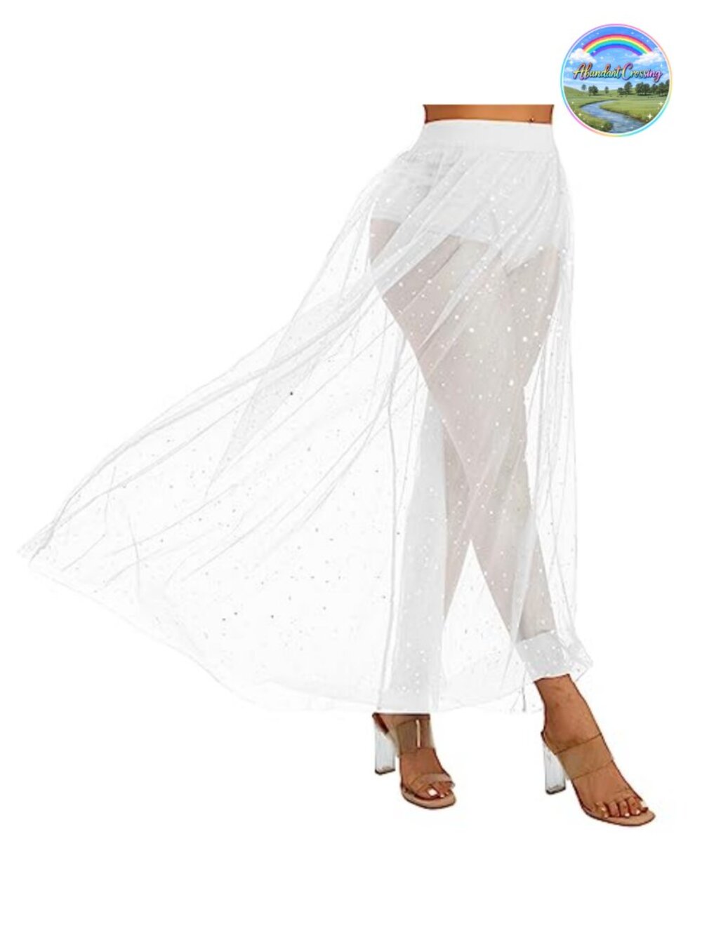 Sheer Mesh High Waist A-Line Maxi Skirt Festival Clubwear